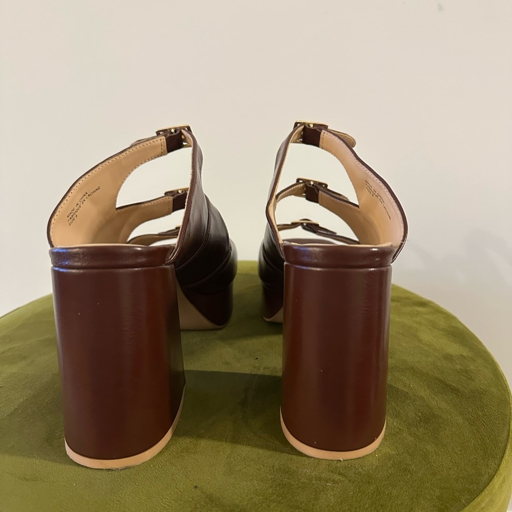 Platform Slide Heels in Dark Brown - Picture 4 of 6